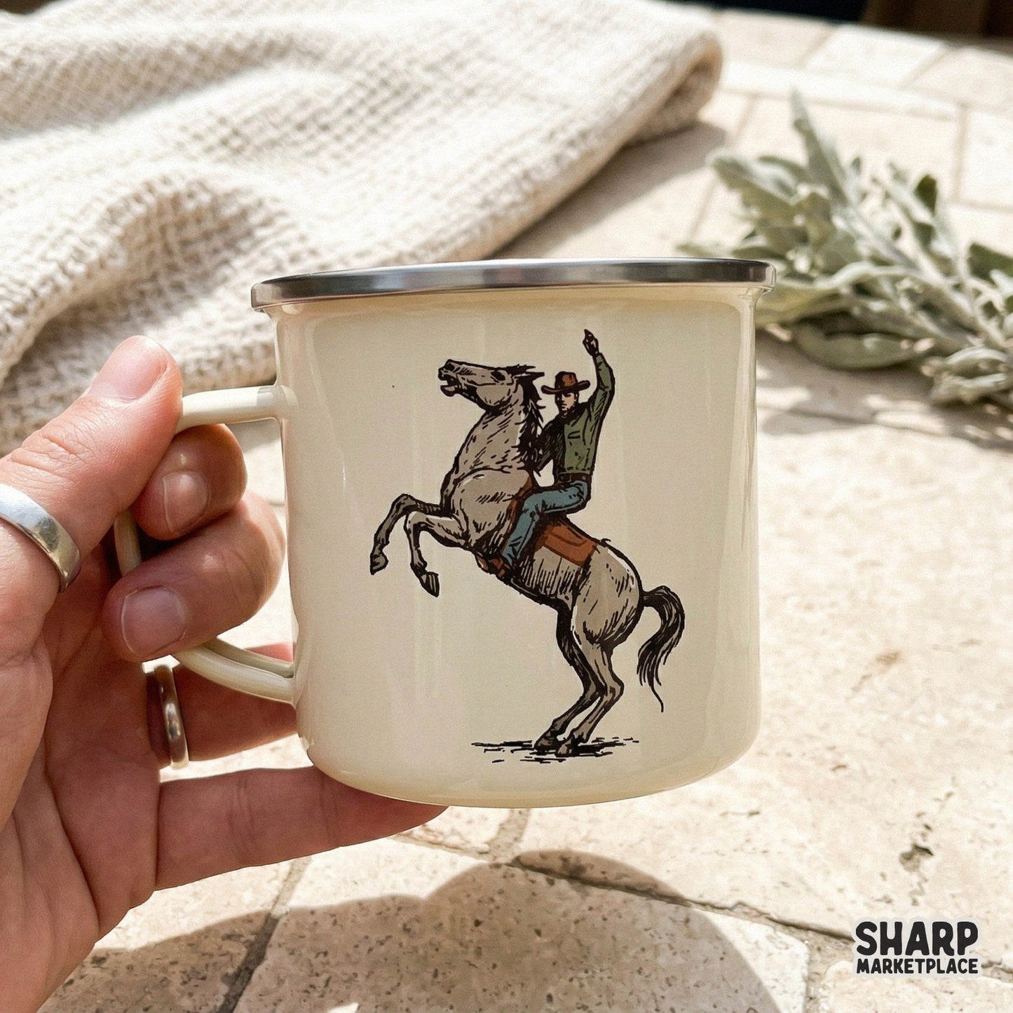 Digital western design featuring a classic rodeo rider on a bucking horse with distressed ink textures, ideal for custom t-shirts and stickers.