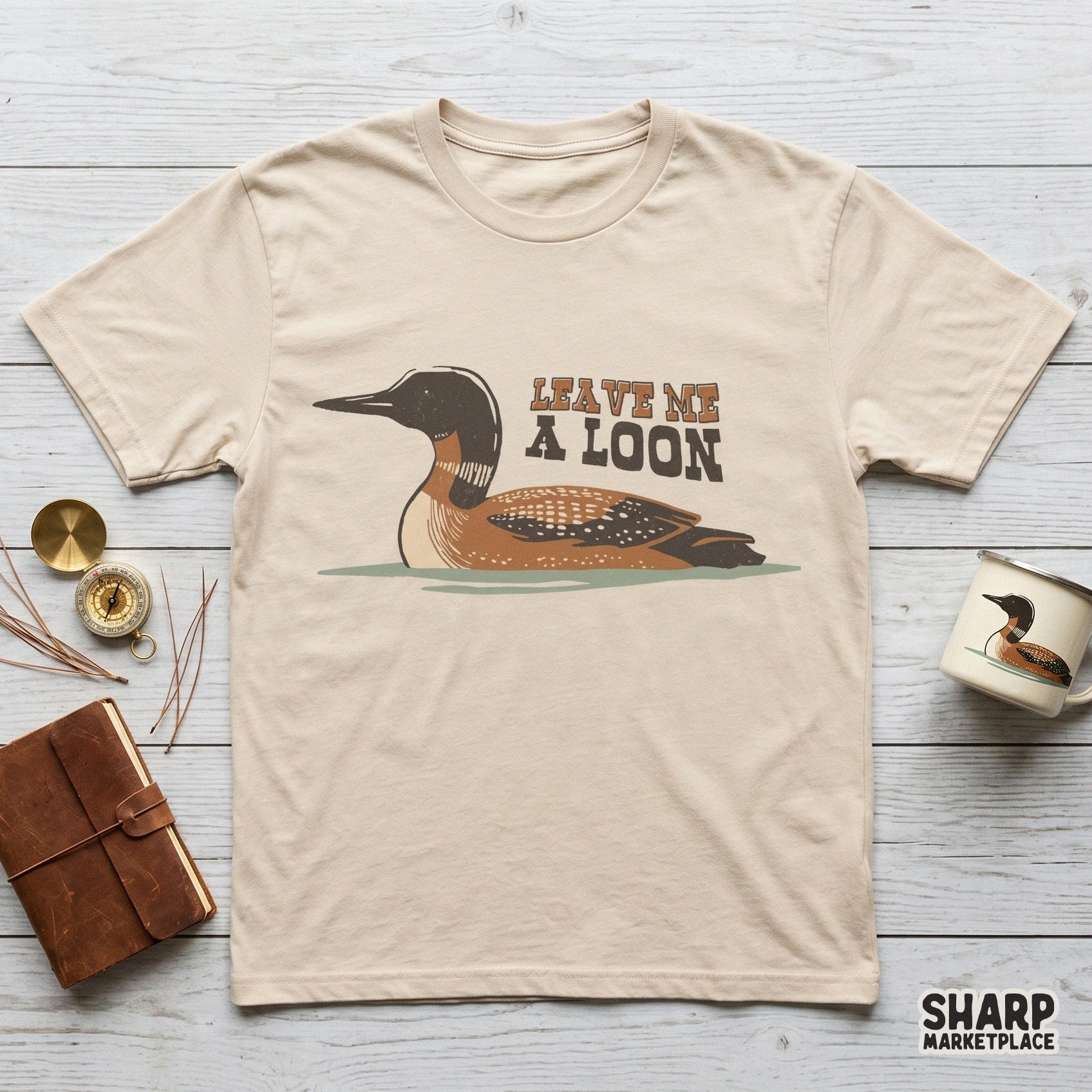 Funny sarcastic introvert bird saying leave me a loon retro animal sublimation design for shirt t-shirts