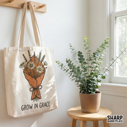 Grow In Grace PNG, Wildflower Bouquet Digital Download - 300 DPI Design