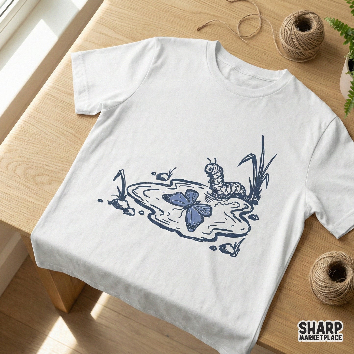 Caterpillar and Butterfly PNG, Transformation Art Print - 300 DPI Design