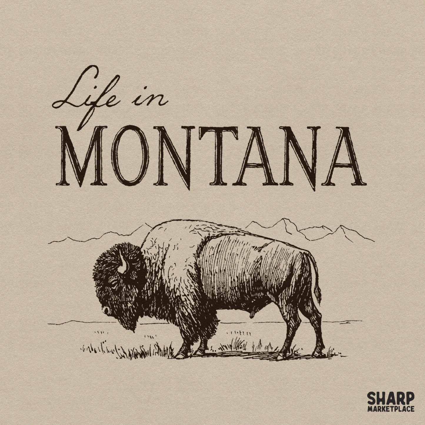 Vintage bison graphic with western retro nature lover art for cowboy shirt sublimation designs