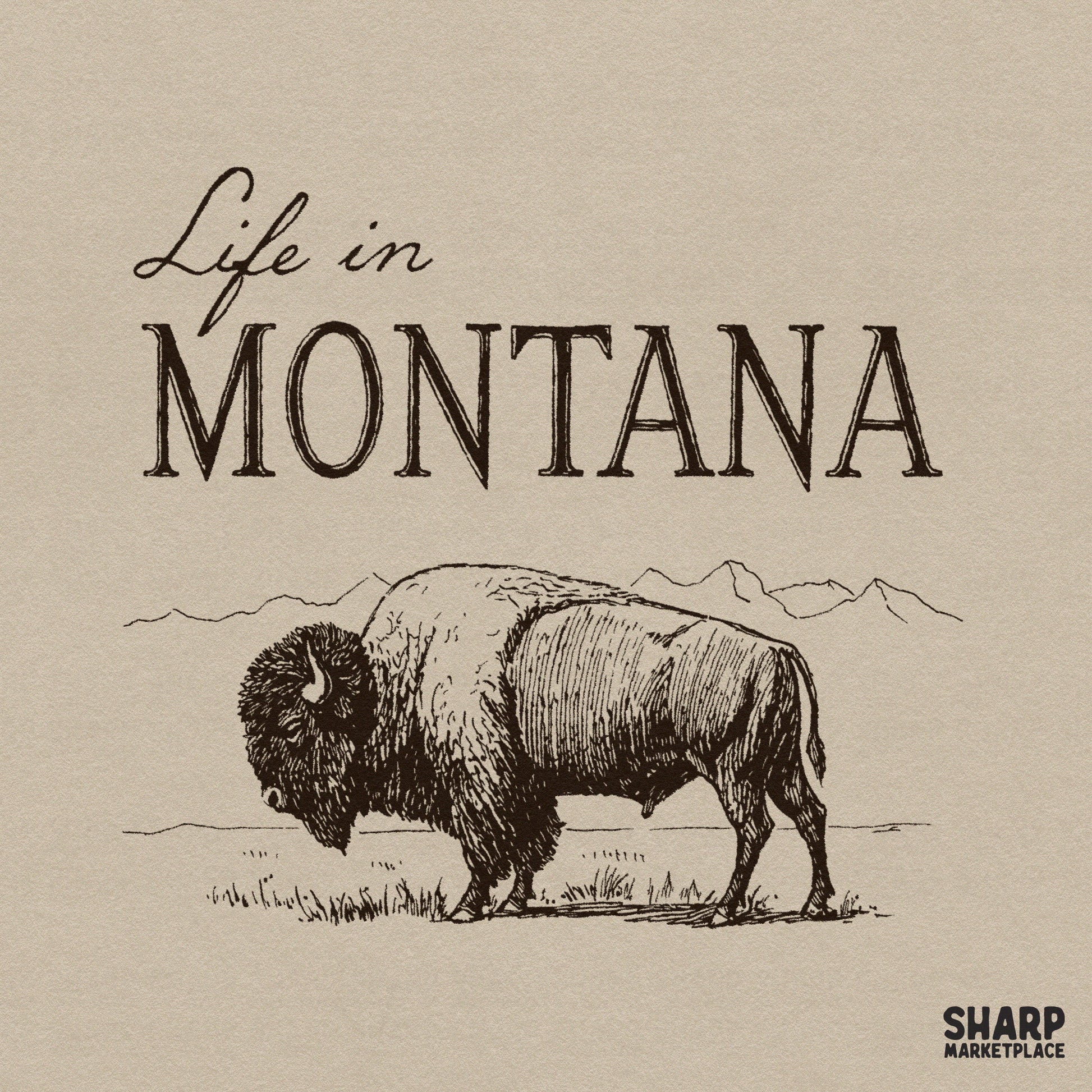 Vintage bison graphic with western retro nature lover art for cowboy shirt sublimation designs