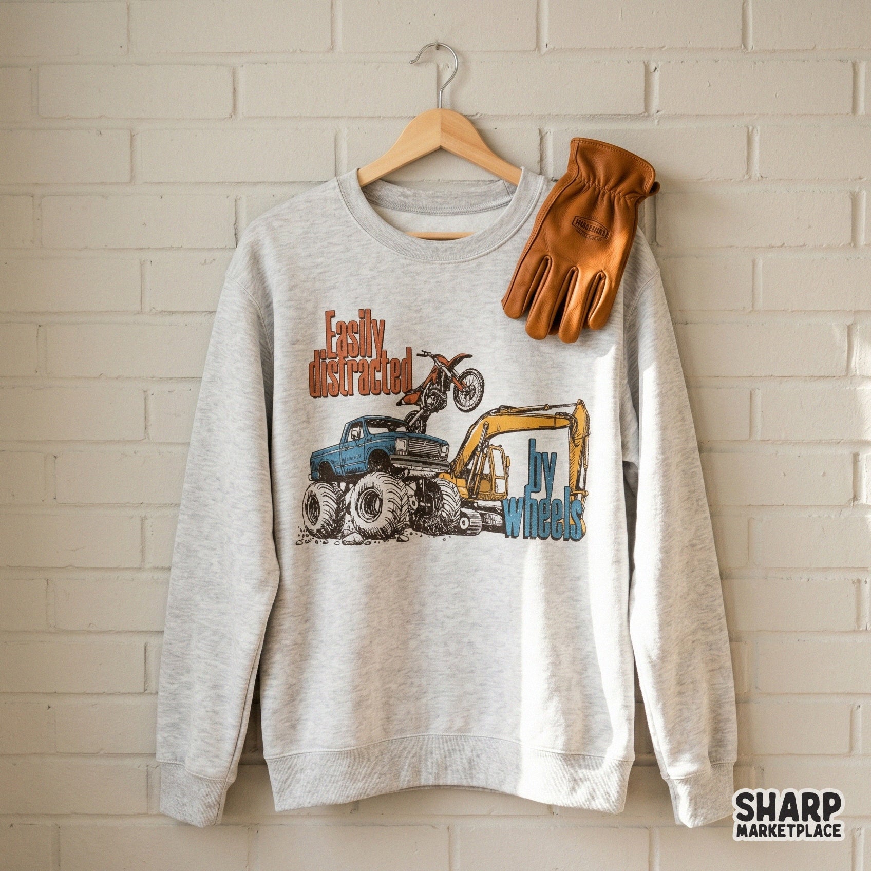 Retro monster truck design with racing theme for custom shirts and boys apparel digital png