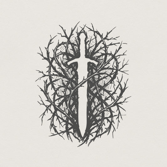 Sword In Thorns PNG, Gothic Tattoo Style Digital Download - 300 DPI