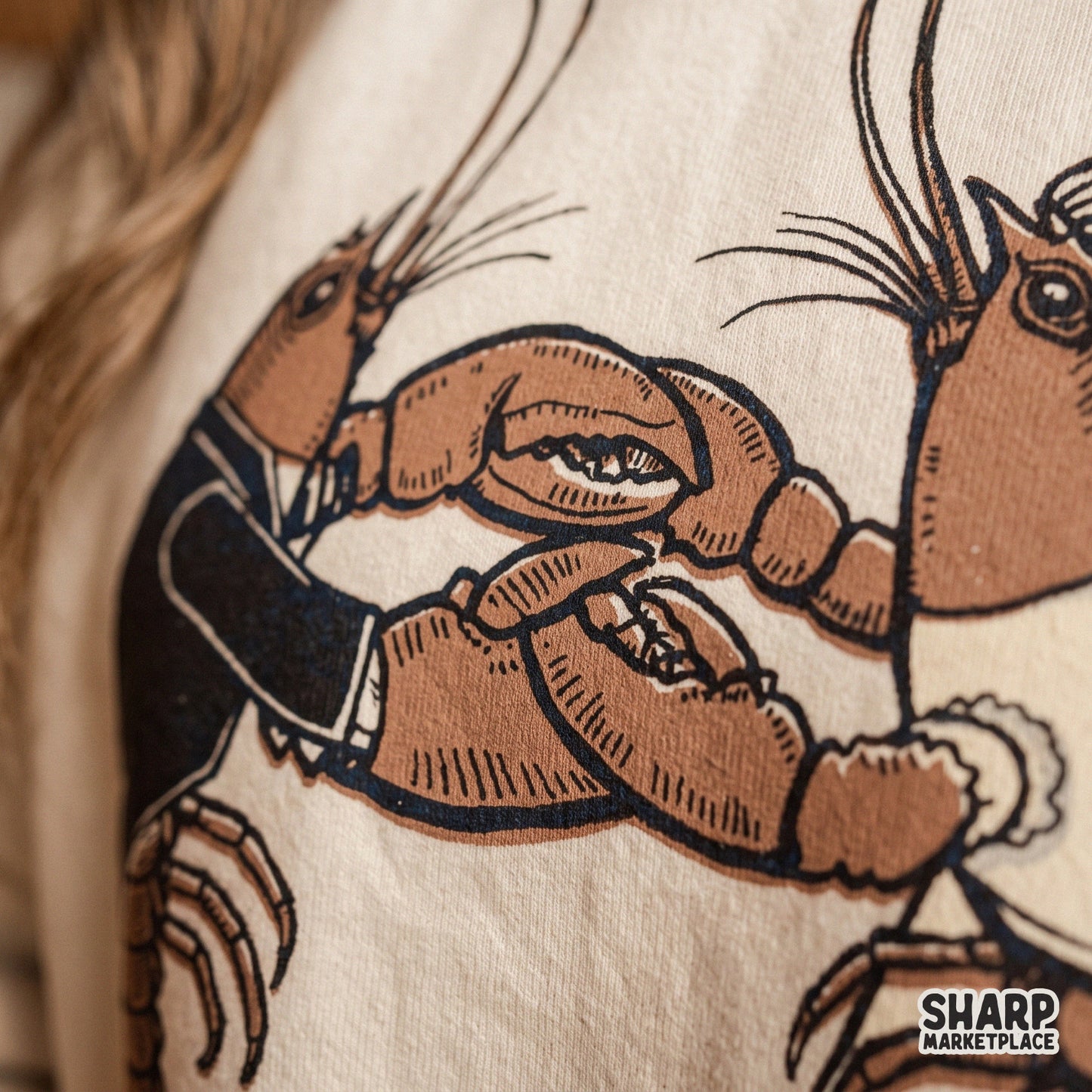 Quirky lobster couple wedding illustration in a retro style for Valentine's Day sublimation designs