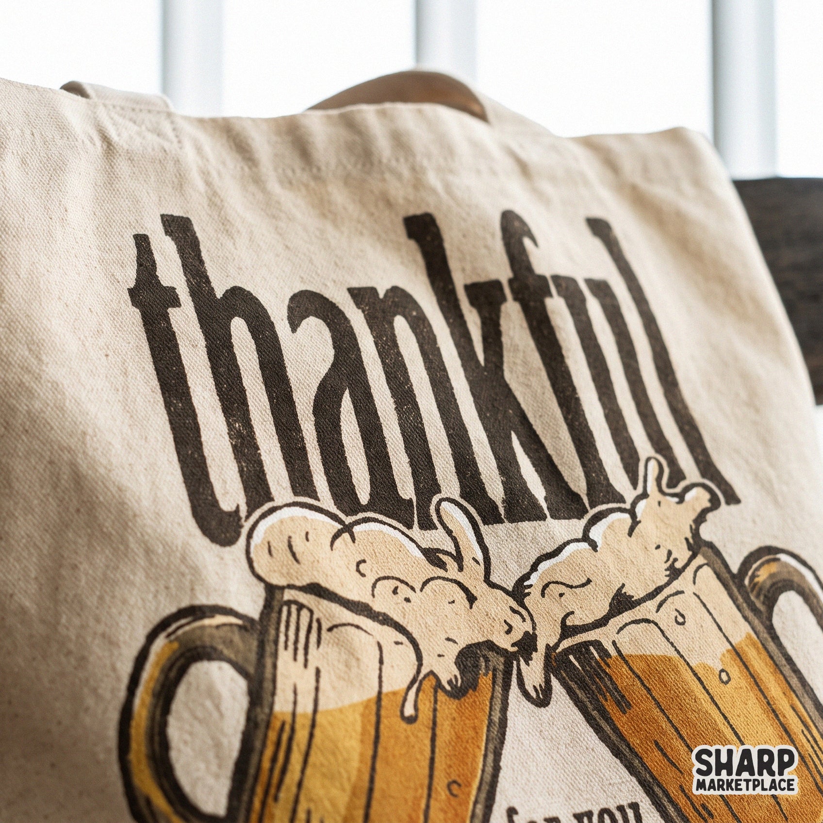 Retro sarcastic Thanksgiving sublimation design featuring beer mugs and funny adult humor text for fall apparel or tumblers