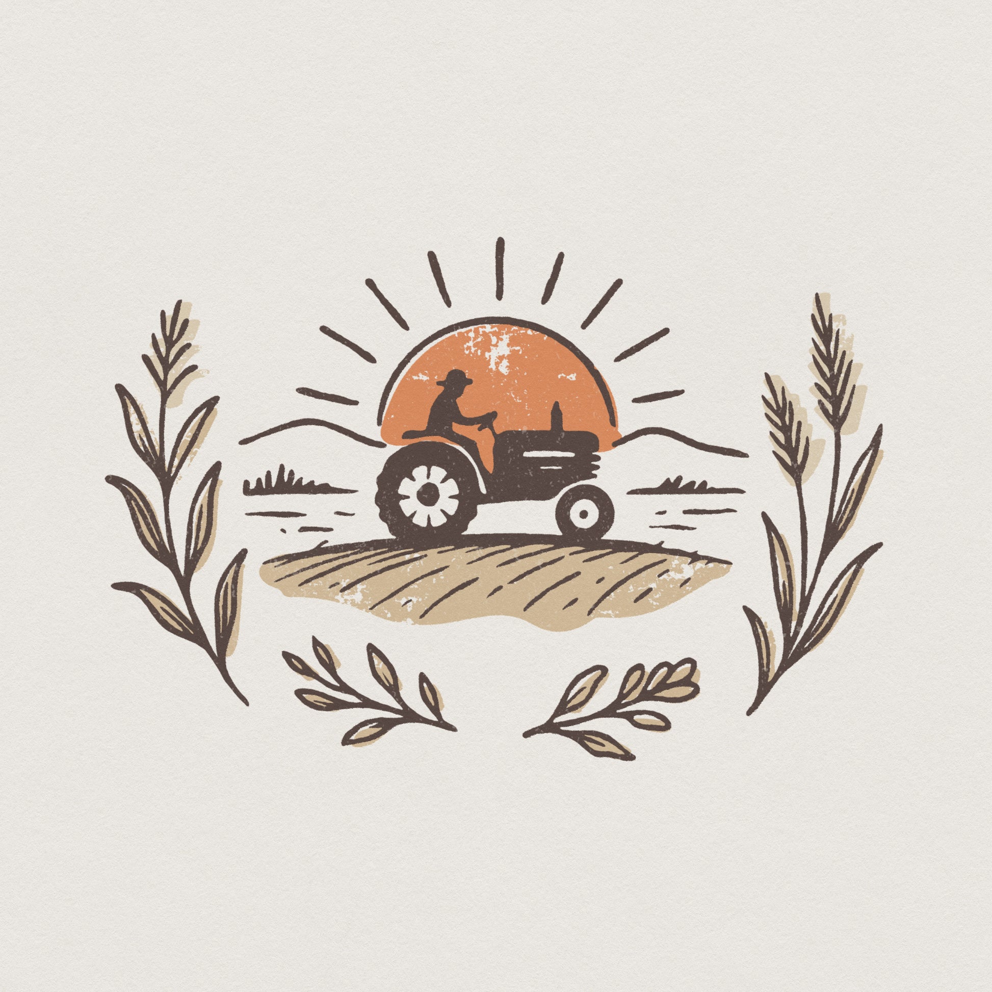 Vintage Tractor PNG, Retro Farm Sunset PNG Design - 300 DPI Design for