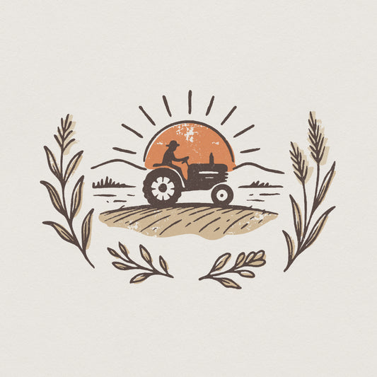 Vintage Tractor PNG, Retro Farm Sunset PNG Design - 300 DPI Design for