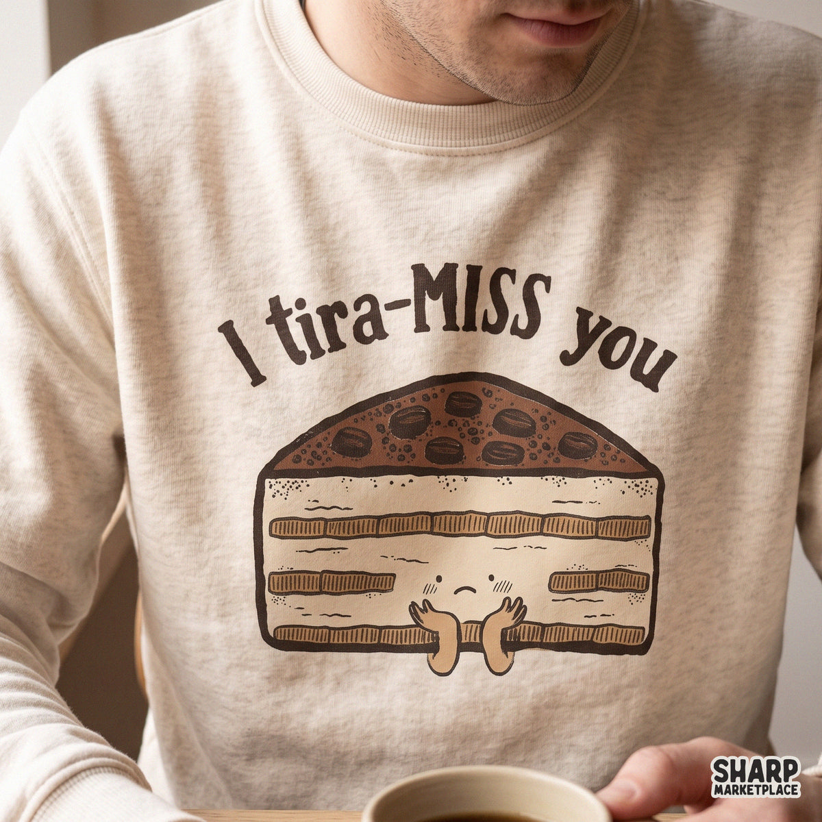 Retro I Tira-MISS You Valentine's Day PNG graphic for funny food pun shirts and tiramisu lovers