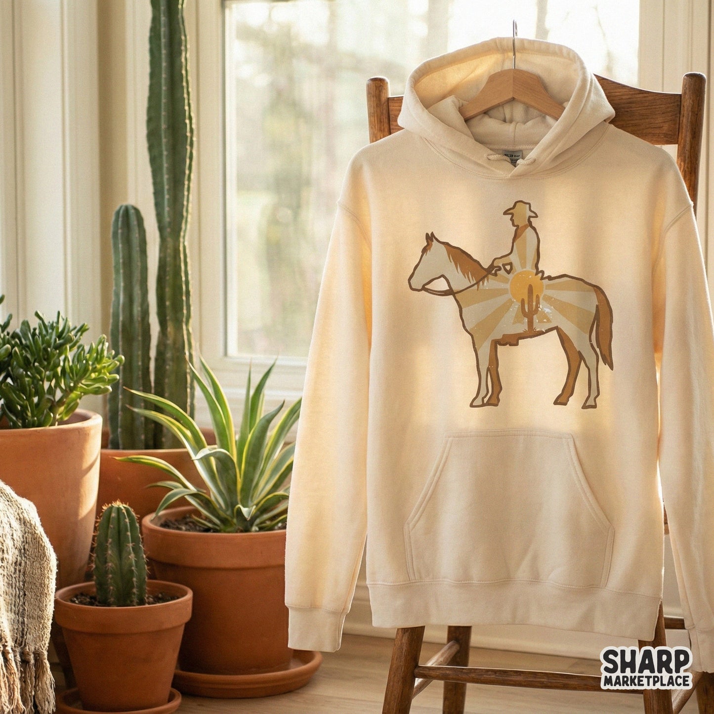 Cowboy and Horse PNG Design, Western Sunset Digital Download - 300 DPI