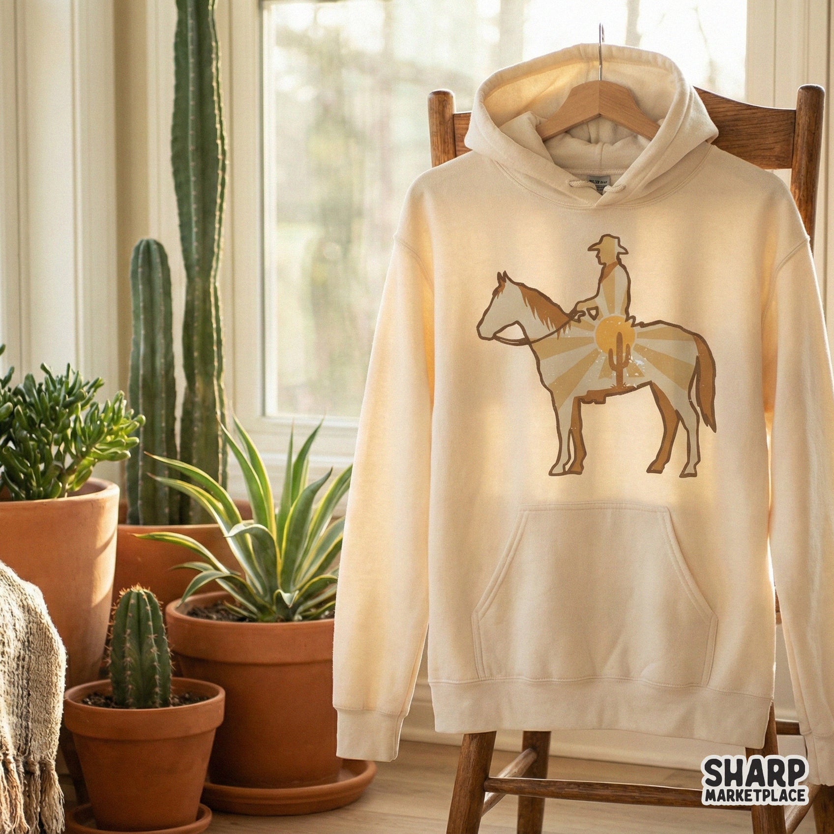 Cowboy and Horse PNG Design, Western Sunset Digital Download - 300 DPI