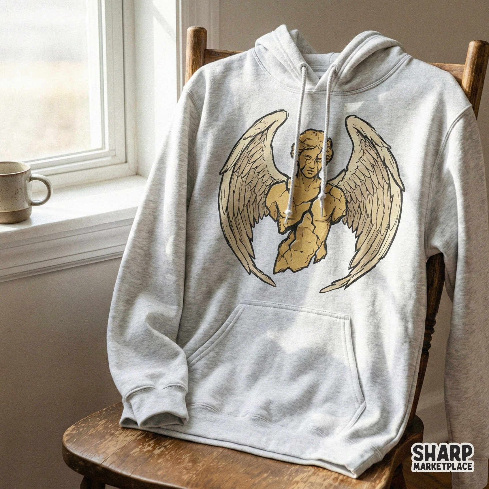 Broken Angel Statue PNG, Greek Sculpture Winged Bust Clipart - 300 DPI