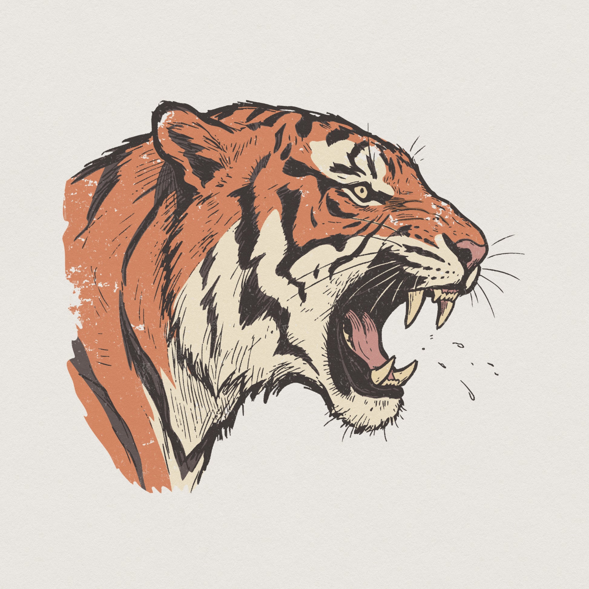 Roaring Tiger PNG, Wild Animal Art - 300 DPI Design for T-Shirt