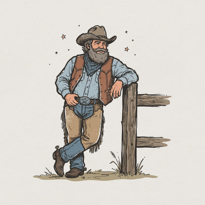 Vintage Cowboy PNG, Western Ranch Style Design - 300 DPI Design for T-Shirt