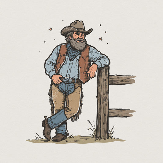 Vintage Cowboy PNG, Western Ranch Style Design - 300 DPI Design for T-Shirt