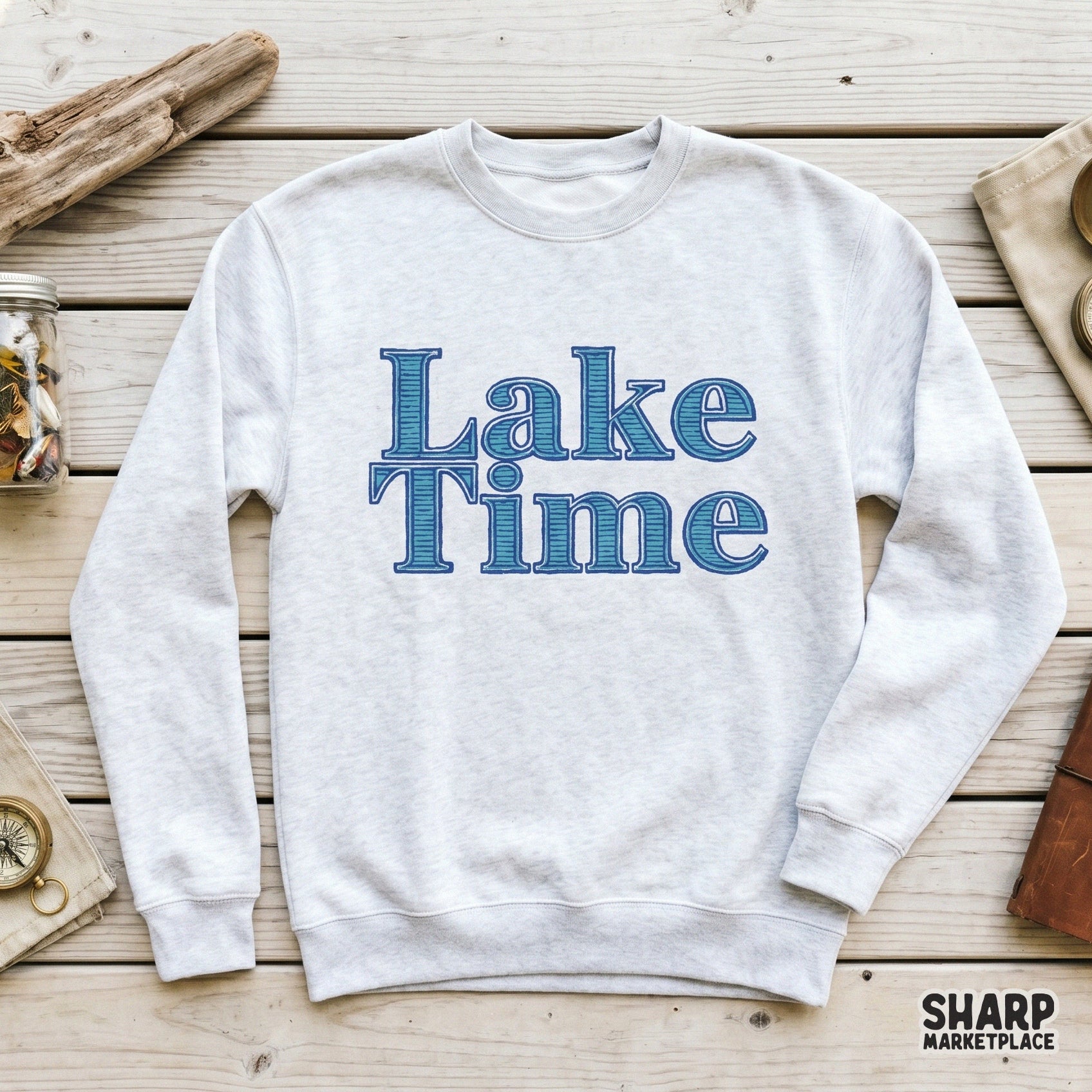 Lake Time retro summer striped letters PNG for vintage lake life beach cruise t-shirts and camping apparel design