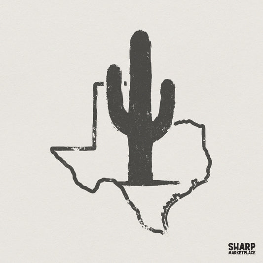 Texas Cactus PNG Design, Minimalist Western Texas Digital Download - 300