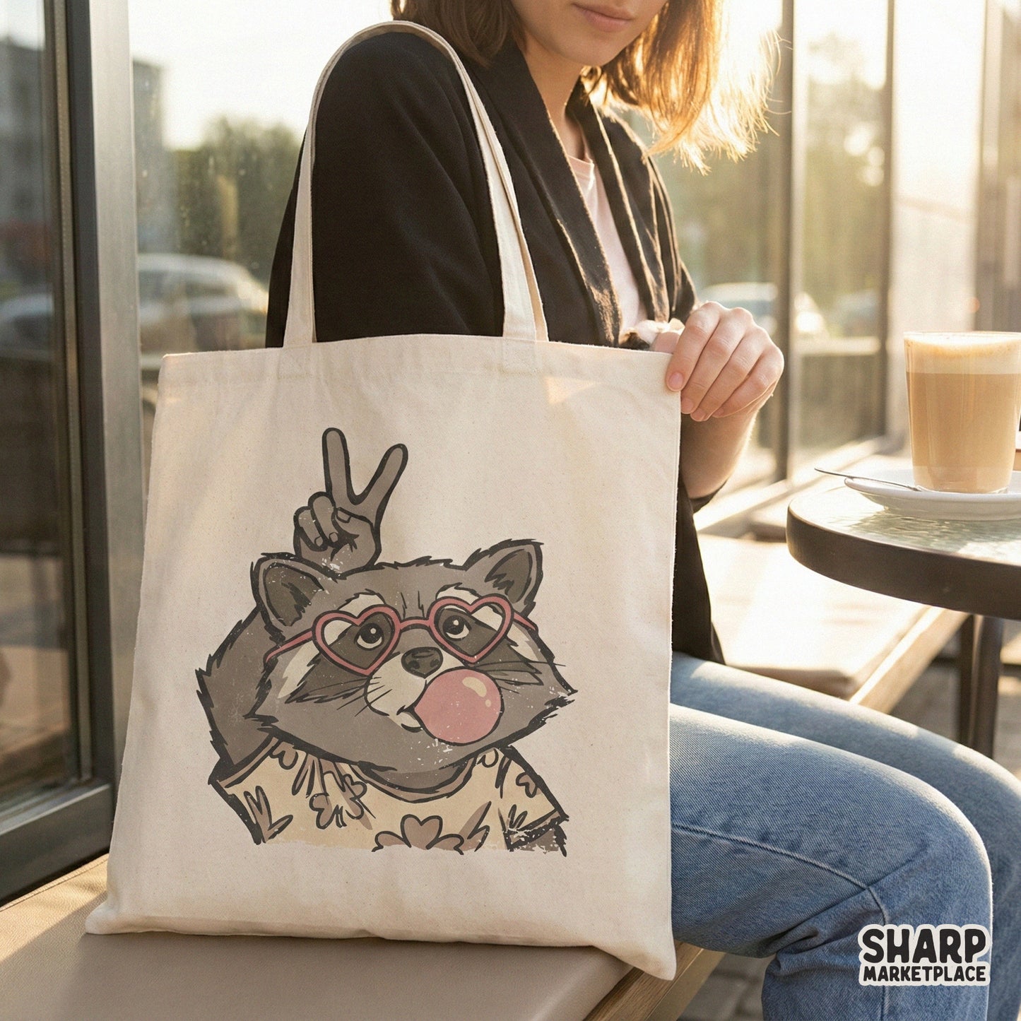 Funny Raccoon PNG Design, Peace Sign Animal Graphic - 300 DPI Design for