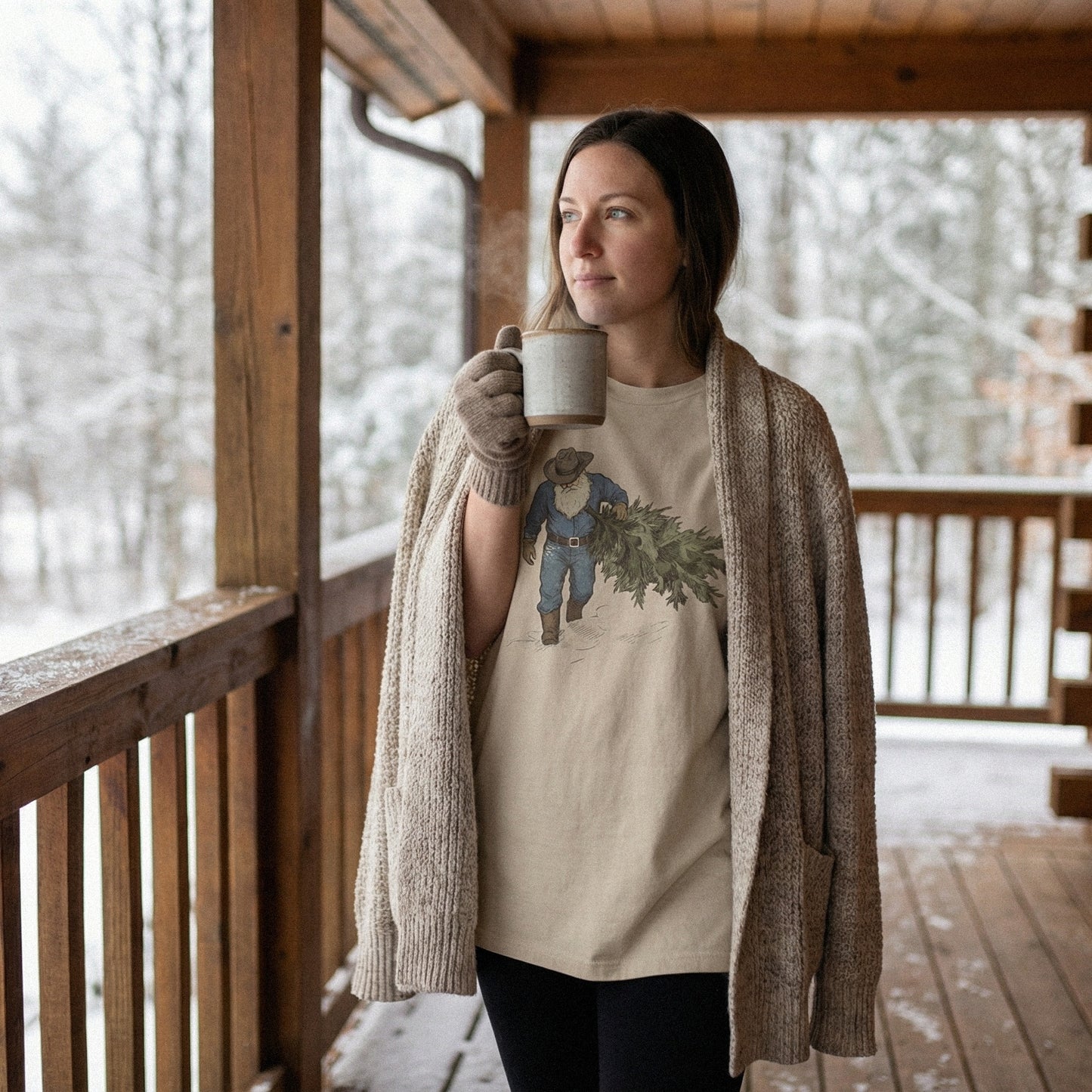 Vintage Christmas Tree Farm PNG, Rustic Winter Lumberjack Art - 300 DPI