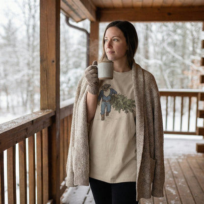 Vintage Christmas Tree Farm PNG, Rustic Winter Lumberjack Art - 300 DPI