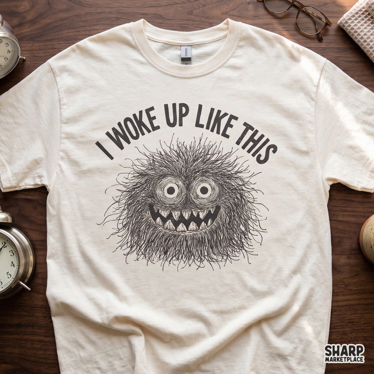 I Woke Up Like This PNG, Funny Crazy Eyes Monster Shirt