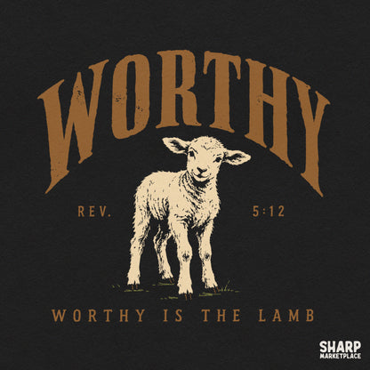 Worthy Is The Lamb Revelation 5:12 Christian Bible verse PNG design for Easter apparel sublimation