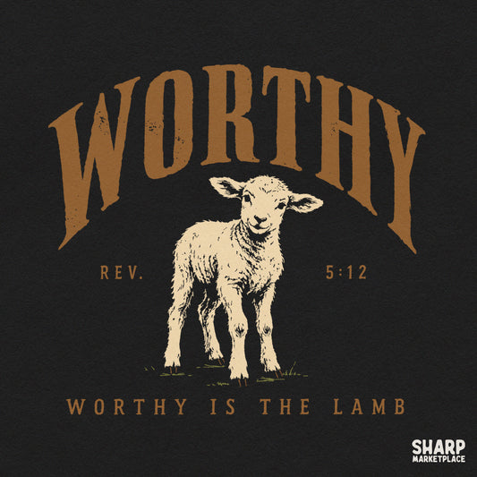 Worthy Is The Lamb Revelation 5:12 Christian Bible verse PNG design for Easter apparel sublimation
