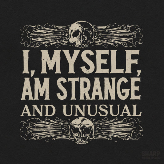 Strange and Unusual skull and bones graphic for spooky season shirts and Halloween sublimation designs