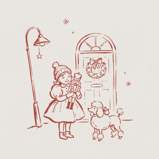 Nutcracker Christmas PNG, Girl With Poodle - 300 DPI Design for T-Shirt