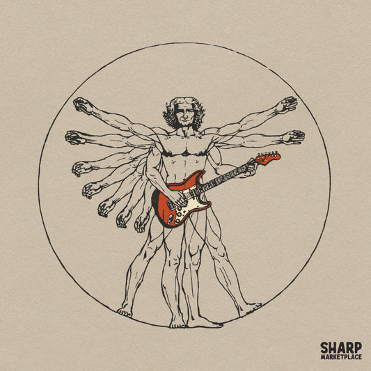 Vintage Vitruvian Guitarist Art, Leonardo Da Vinci Rock