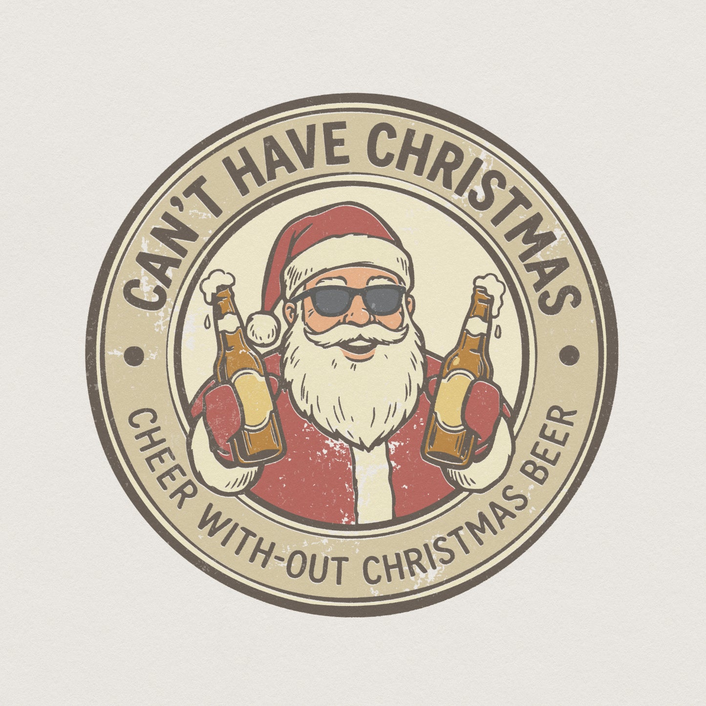 Can't Have Christmas Without Beer PNG, Santa Holding Bottles - 300 DPI