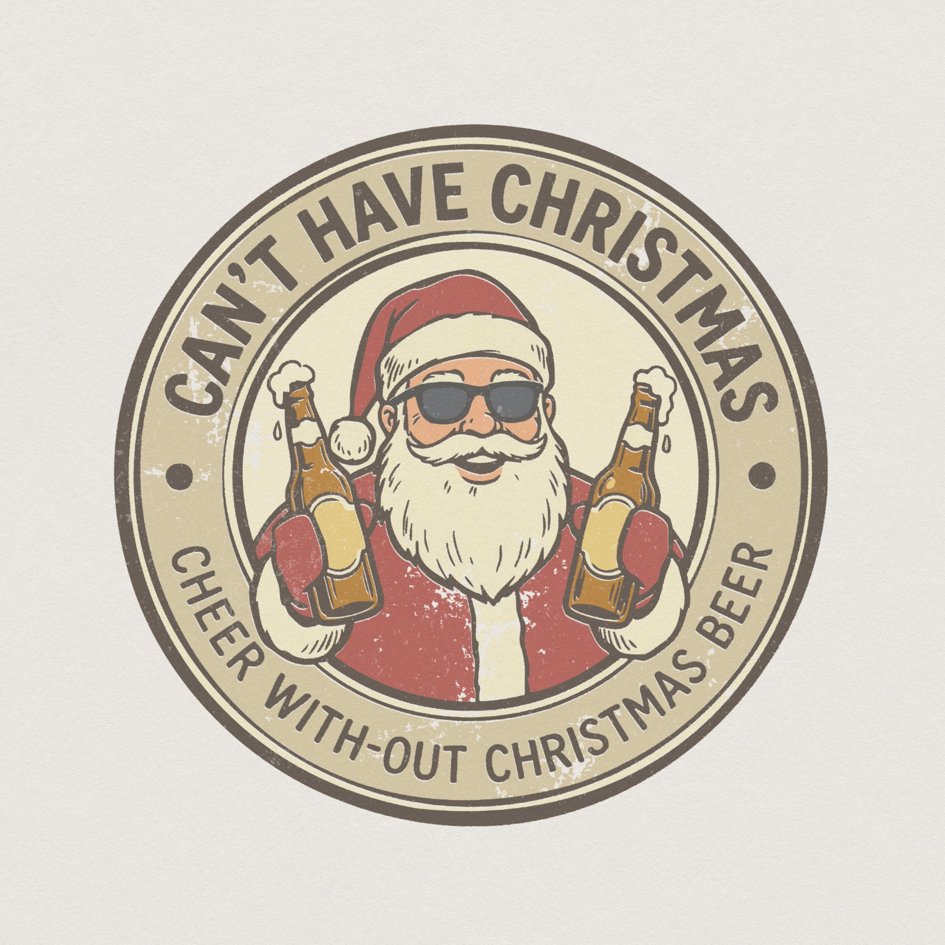 Can't Have Christmas Without Beer PNG, Santa Holding Bottles - 300 DPI