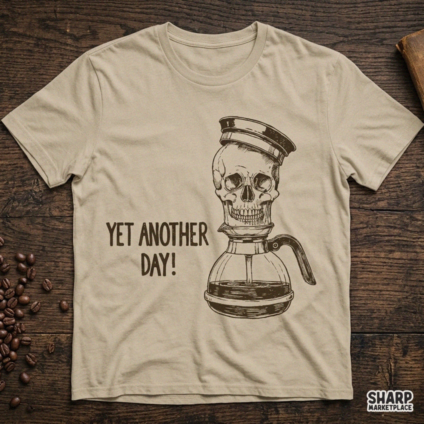Funny retro skull coffee pot PNG design for caffeine lovers, sarcastic Halloween and spooky season t-shirt print