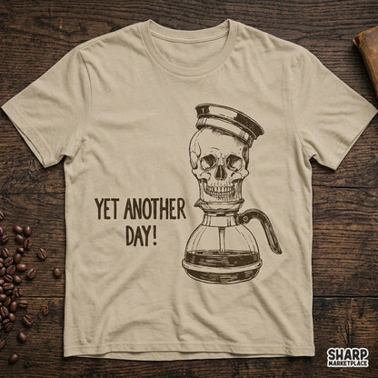 Funny retro skull coffee pot PNG design for caffeine lovers, sarcastic Halloween and spooky season t-shirt print