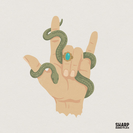 Snake Hand PNG, Boho Occult Sign - 300 DPI Design for T-Shirt