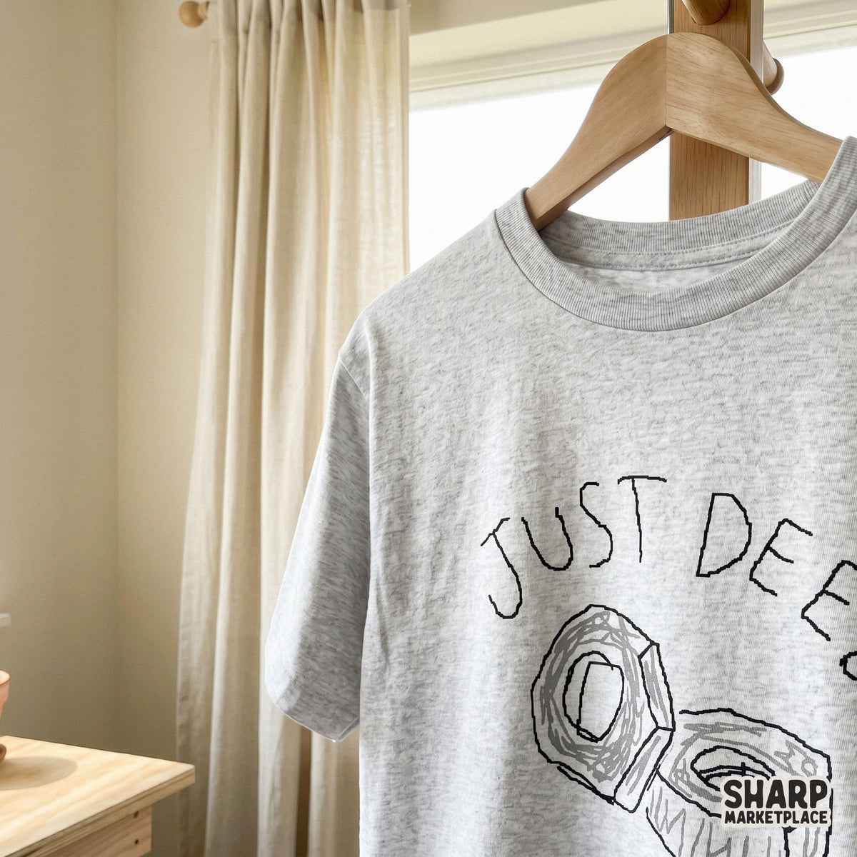 Digital download graphic featuring a funny hardware nut pun with hand-lettered text and a sketch-style illustration for custom t-shirt printing.