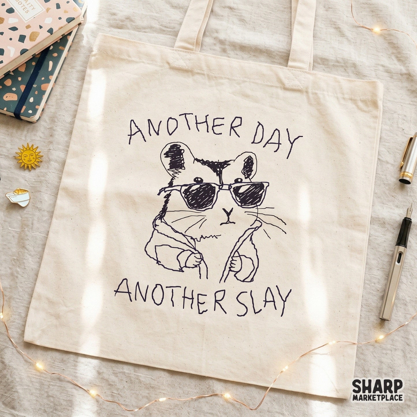 Digital sublimation graphic featuring a sarcastic hamster wearing shades and a jacket with handwritten text perfect for custom t-shirts and stickers.
