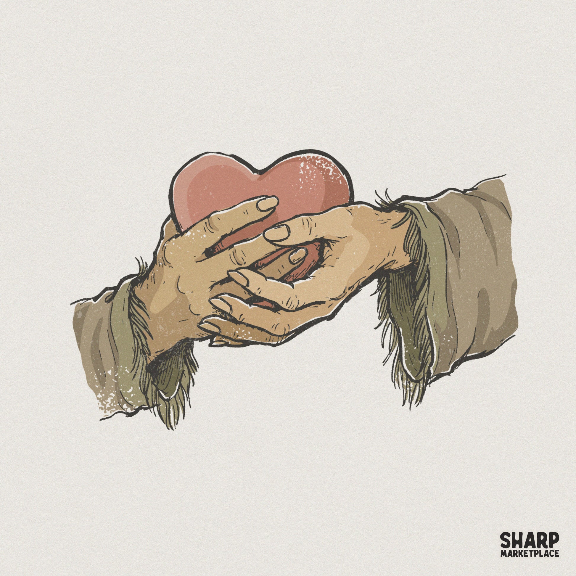 Hand Holding Heart PNG, Compassion Art Download - 300 DPI Design for