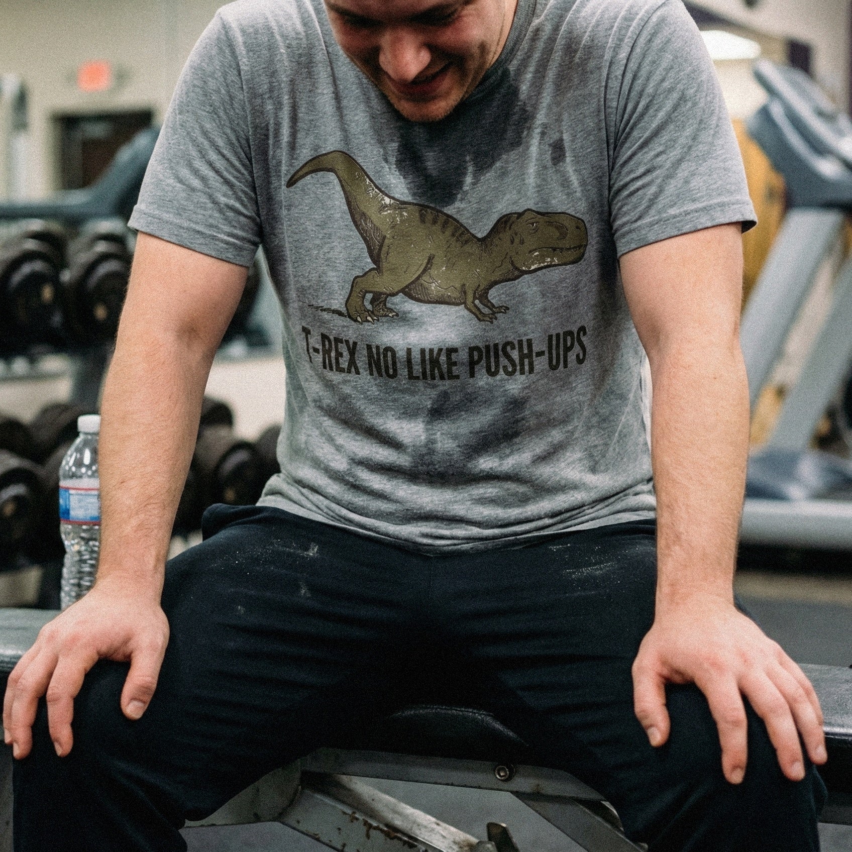 T-Rex No Like Push-Ups PNG, Funny Dinosaur Gym Shirt - 300 DPI Design for