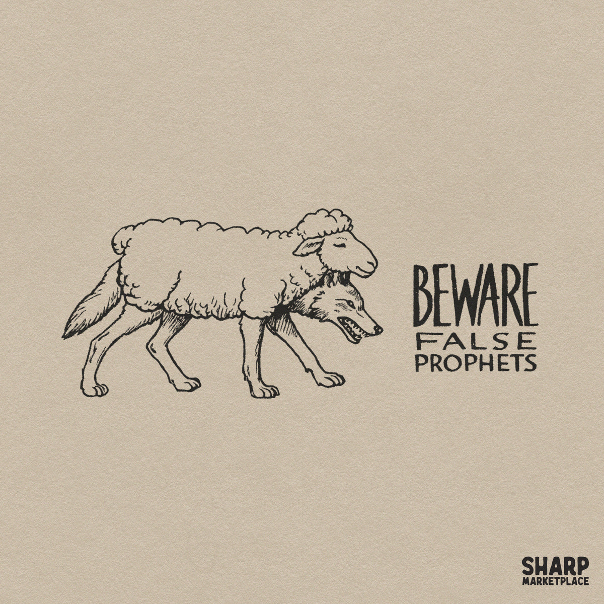 Beware false prophets wolf in sheep's clothing retro print ideal for Christian PNG sublimation shirt designs