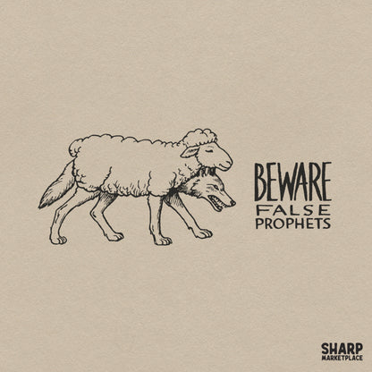 Beware false prophets wolf in sheep's clothing retro print ideal for Christian PNG sublimation shirt designs