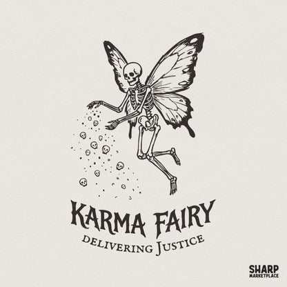 Karma Fairy Delivering Justice PNG, Skeleton Fairy Art - 300 DPI Design