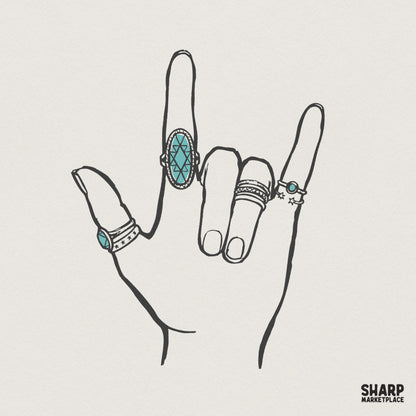 I Love You PNG Hand Sign, Boho Rings - 300 DPI Design for T-Shirt