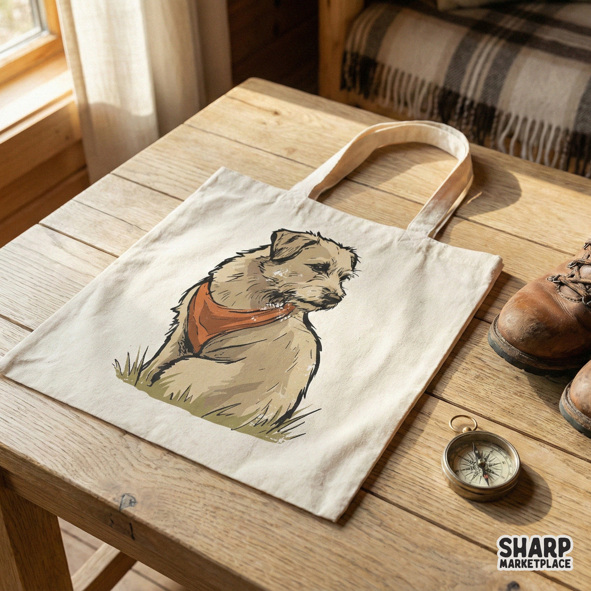 Digital terrier dog artwork with a textured tan and brown finish, perfect for creating personalized pet-themed shirts, stickers, or rustic wall art.