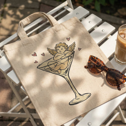 Vintage Cupid in Martini Glass PNG, Romantic Angel Art Print - 300 DPI