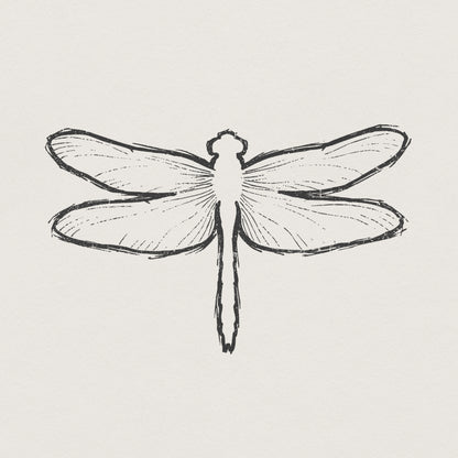 Dragonfly PNG Line Art, Minimalist Insect Digital Design - 300 DPI Design
