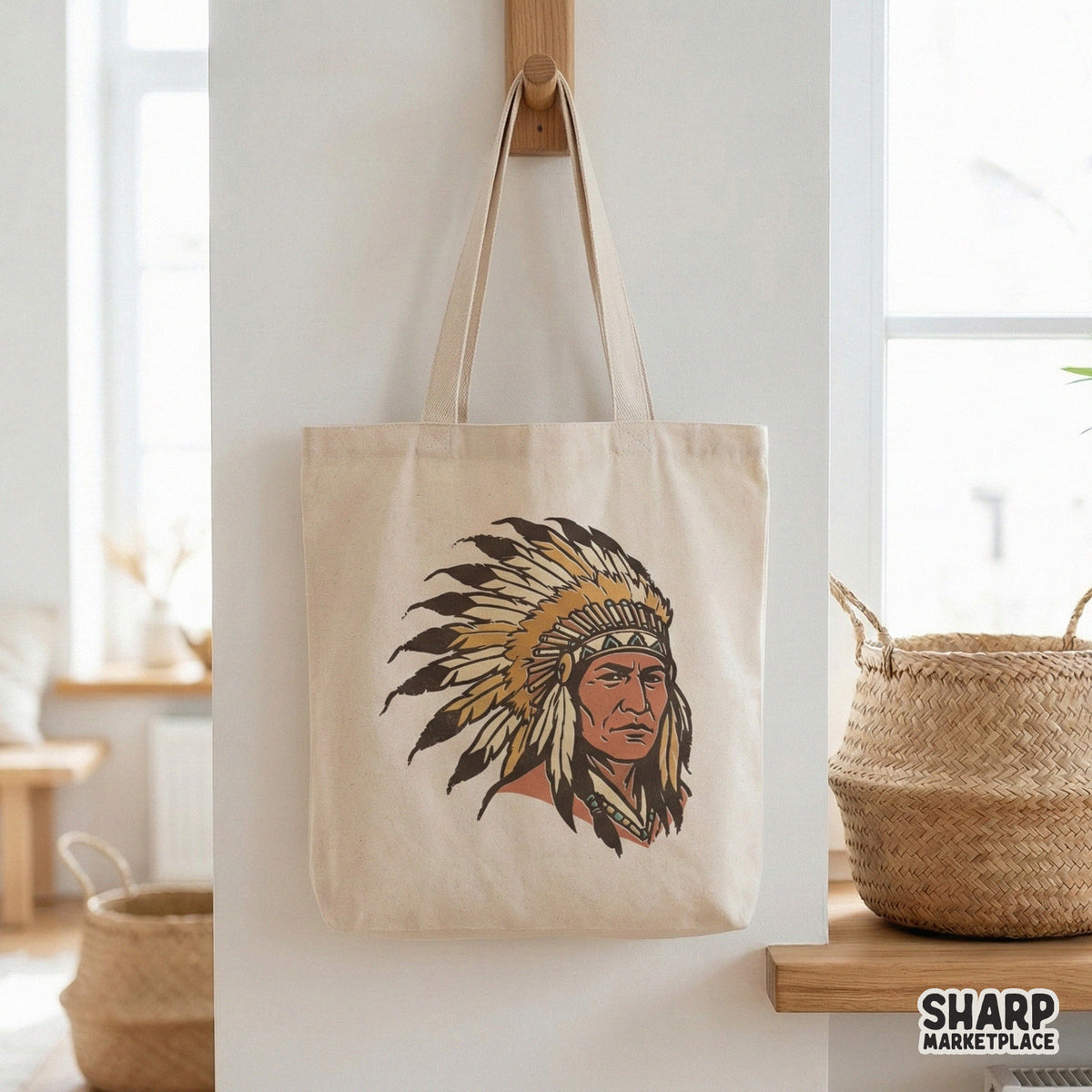 Hand-drawn tribal chief artwork with intricate beadwork and turquoise accents, presented as a high-resolution transparent PNG for custom DIY projects.