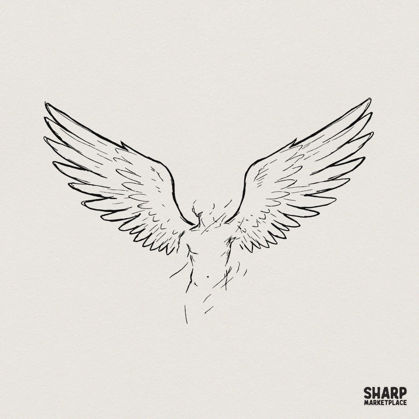 Angel Wings PNG, Minimalist Line Art Shirt - 300 DPI Design for T-Shirt