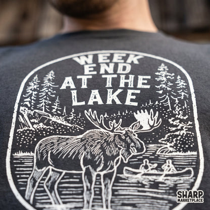 Rustic oval badge moose canoe design for camping shirt png and sublimation projects