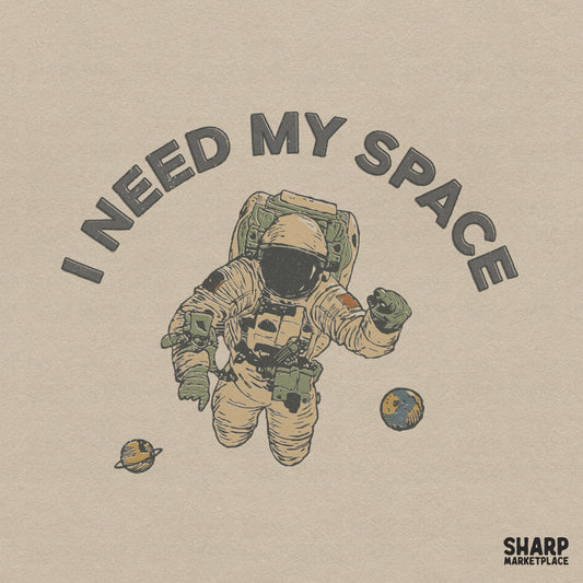 Funny floating astronaut and planets retro sublimation design for sarcastic shirts